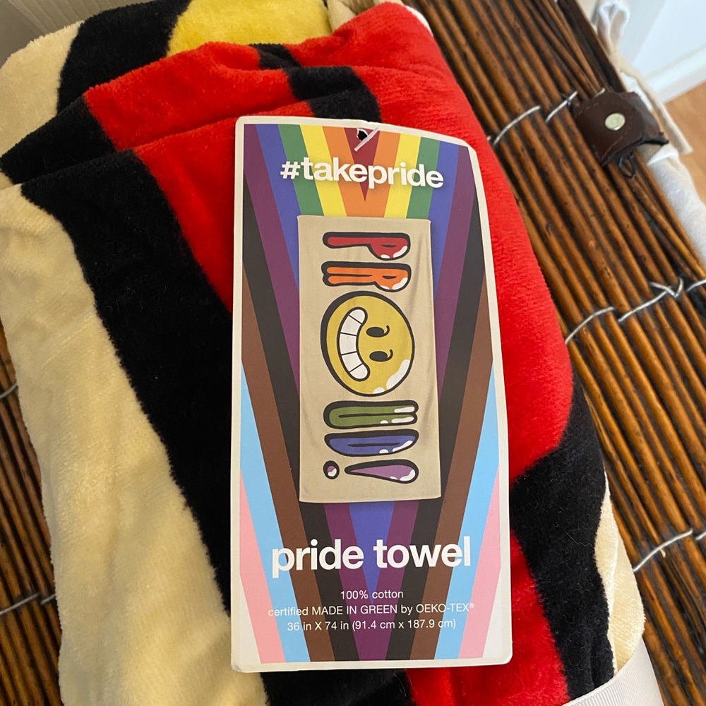Rainbow PROUD! Smiley Face Beach Towel